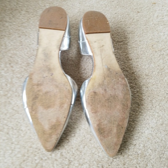 J. Crew Silver Pointed Toe Flats Size 8.5 - Picture 7 of 7
